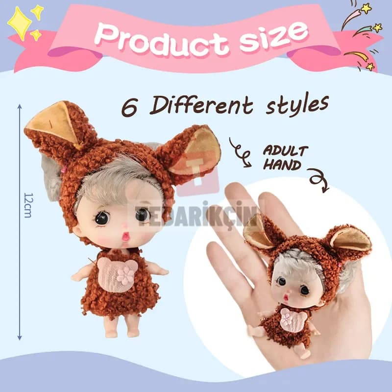 Sınır ötesi yeni ürün 8 cm mini bebek figür oyuncağı sevimli oyuncak garaj seti BJD dekorasyon simülasyon bebek doğum günü oyuncağı — detay görseli 7